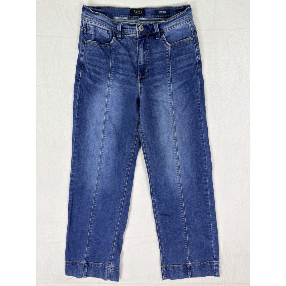Curve Appeal Jeans Womens 6/28 Blue Medium Wash High Rise Wide Leg Stretch